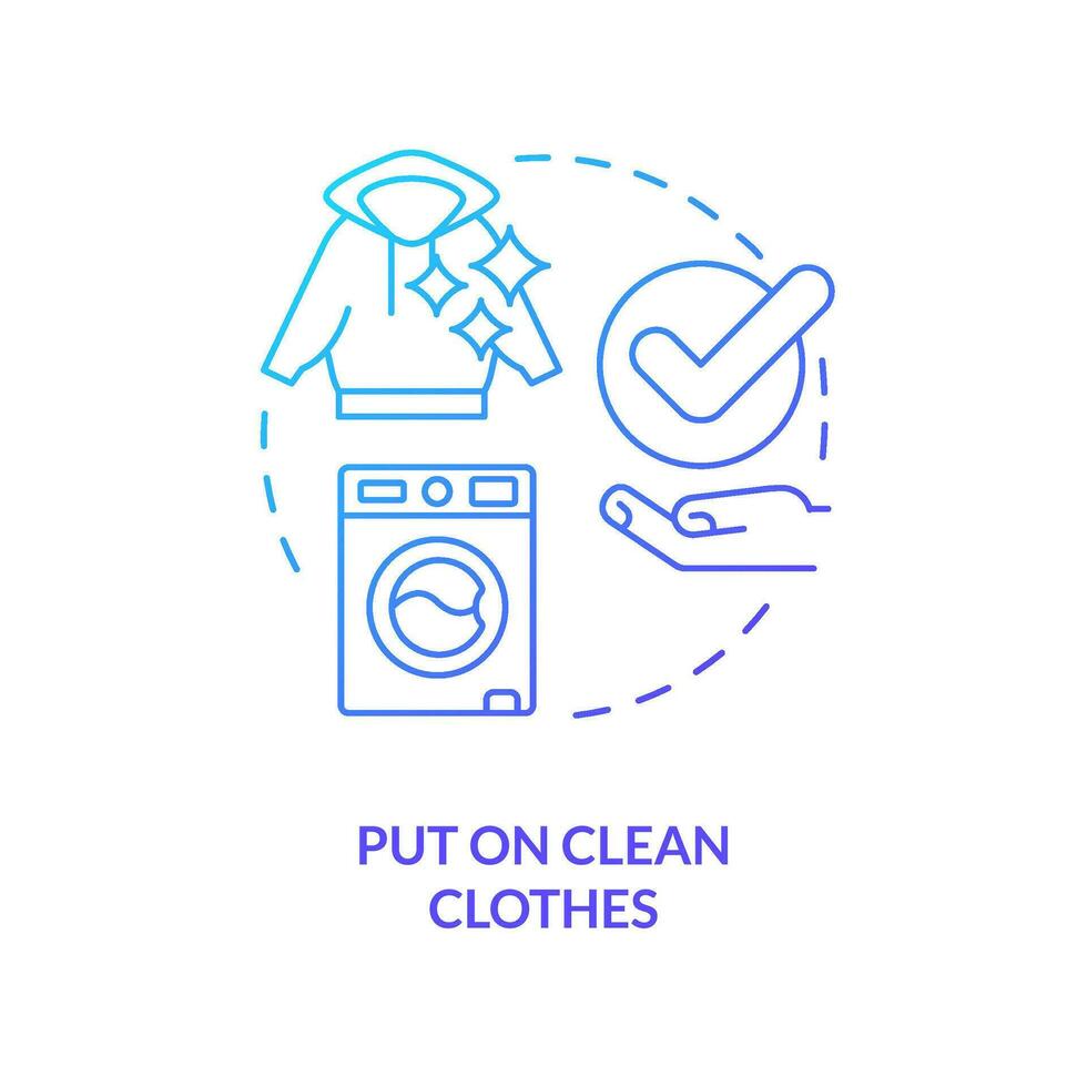 Put on clean clothes blue gradient concept icon. Avoid contamination. Decontaminate after radiation emergency abstract idea thin line illustration. Isolated outline drawing vector