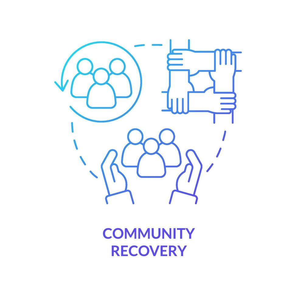 Community recovery blue gradient concept icon. Radiation effects. Public health preparedness abstract idea thin line illustration. Isolated outline drawing vector