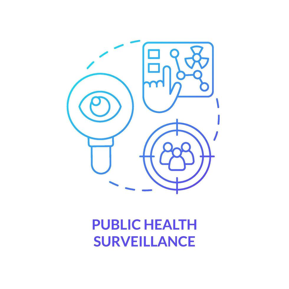 Public health surveillance blue gradient concept icon. Patients study. Medical system preparedness abstract idea thin line illustration. Isolated outline drawing vector