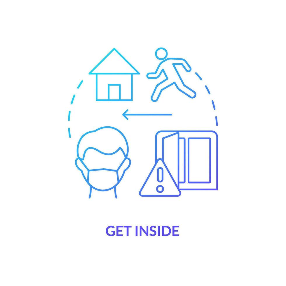 Get inside blue gradient concept icon. Stay in safe place. Survive during nuclear explosion abstract idea thin line illustration. Isolated outline drawing vector