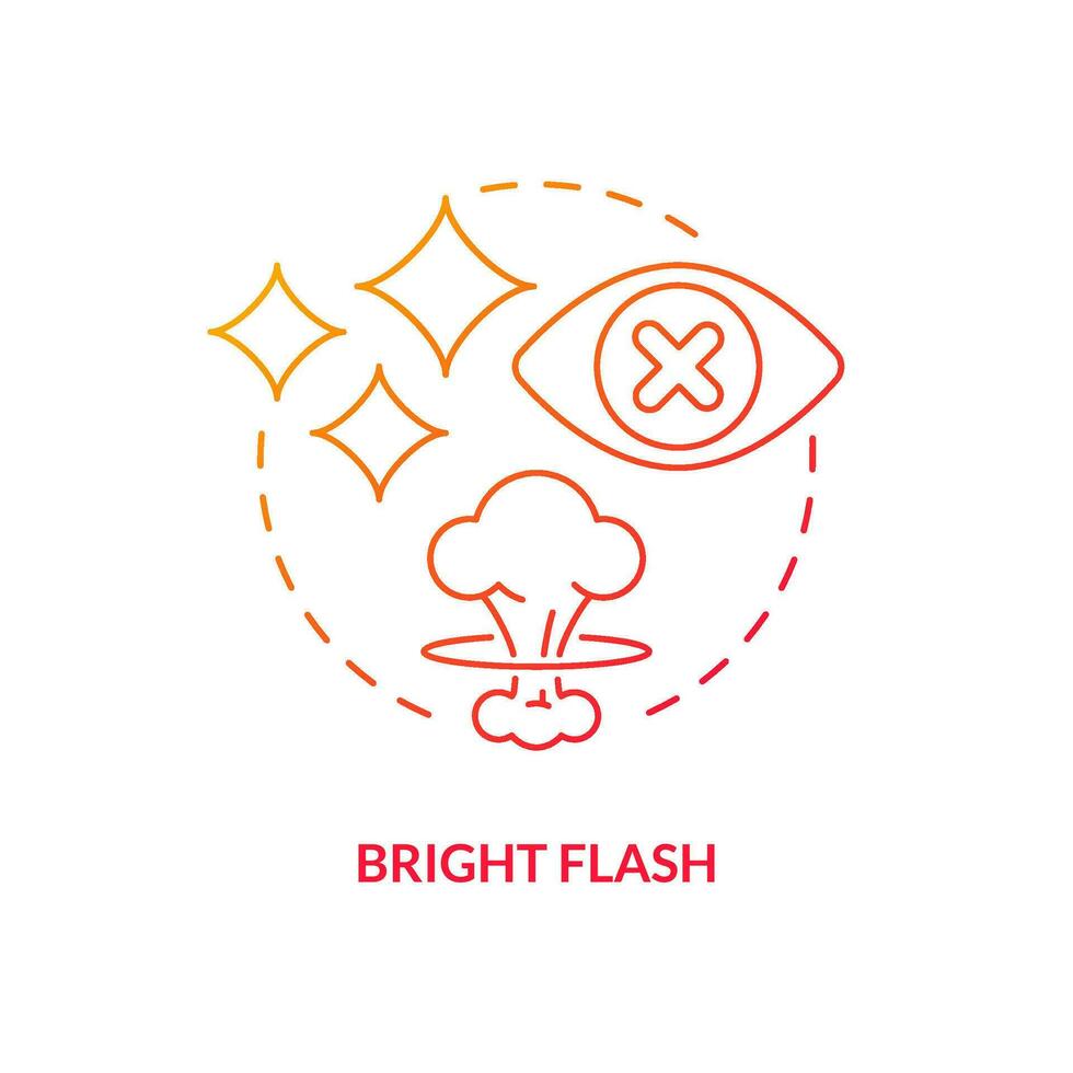 Bright flash red gradient concept icon. Cause of temporary blindness. Nuclear explosion danger abstract idea thin line illustration. Isolated outline drawing vector