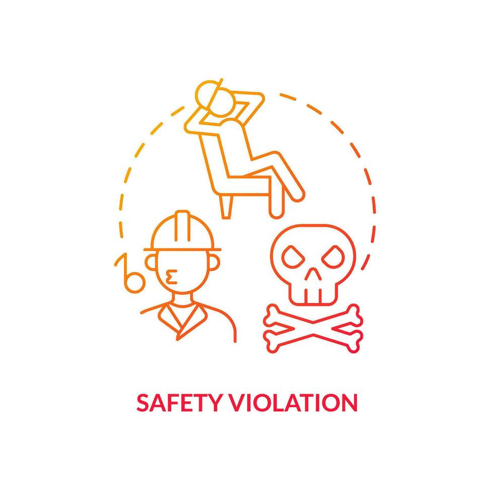 Safety violation red gradient concept icon. Negligence in workplace. Nuclear accident cause abstract idea thin line illustration. Isolated outline drawing vector