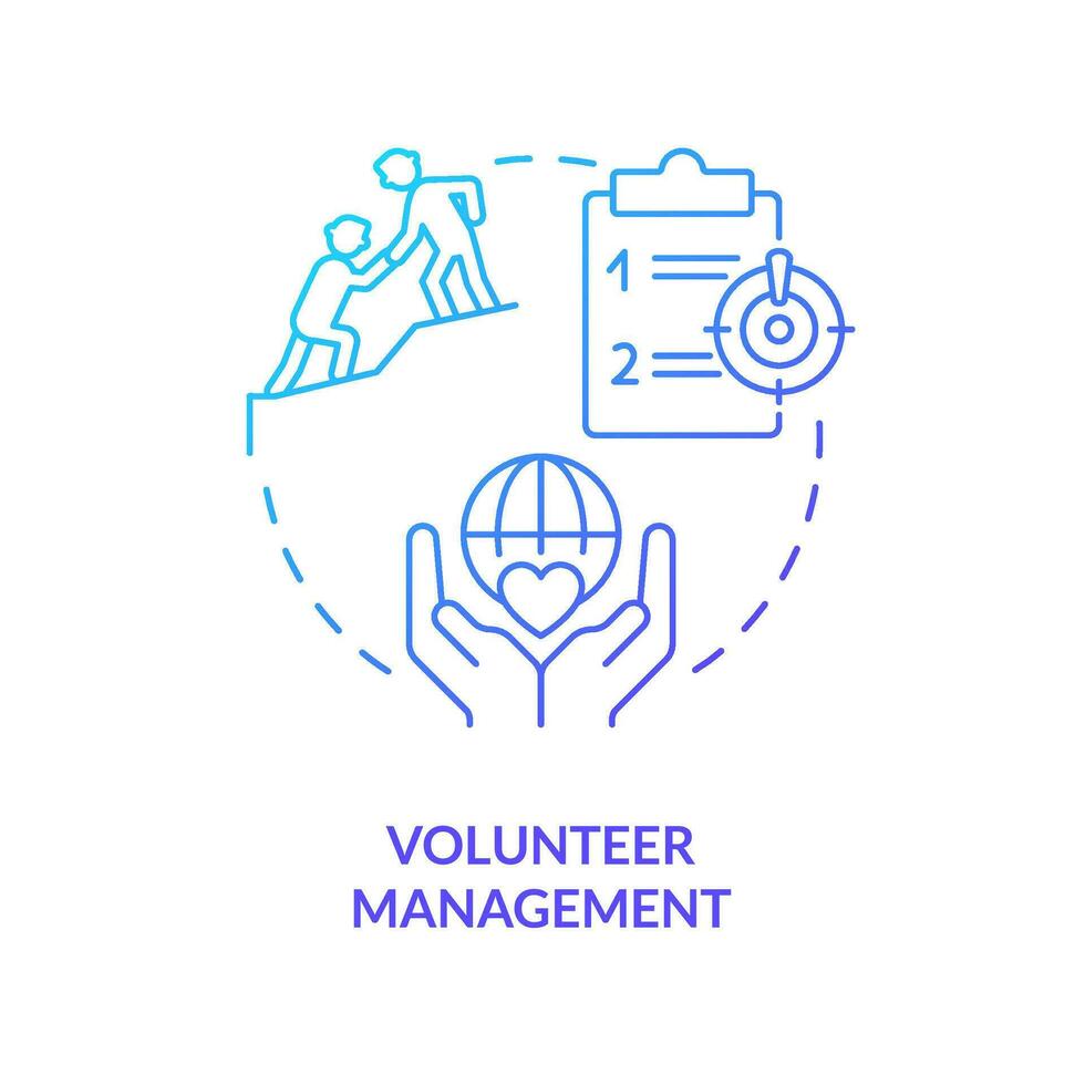 Volunteer management blue gradient concept icon. Effective assistance. Public health preparedness abstract idea thin line illustration. Isolated outline drawing vector