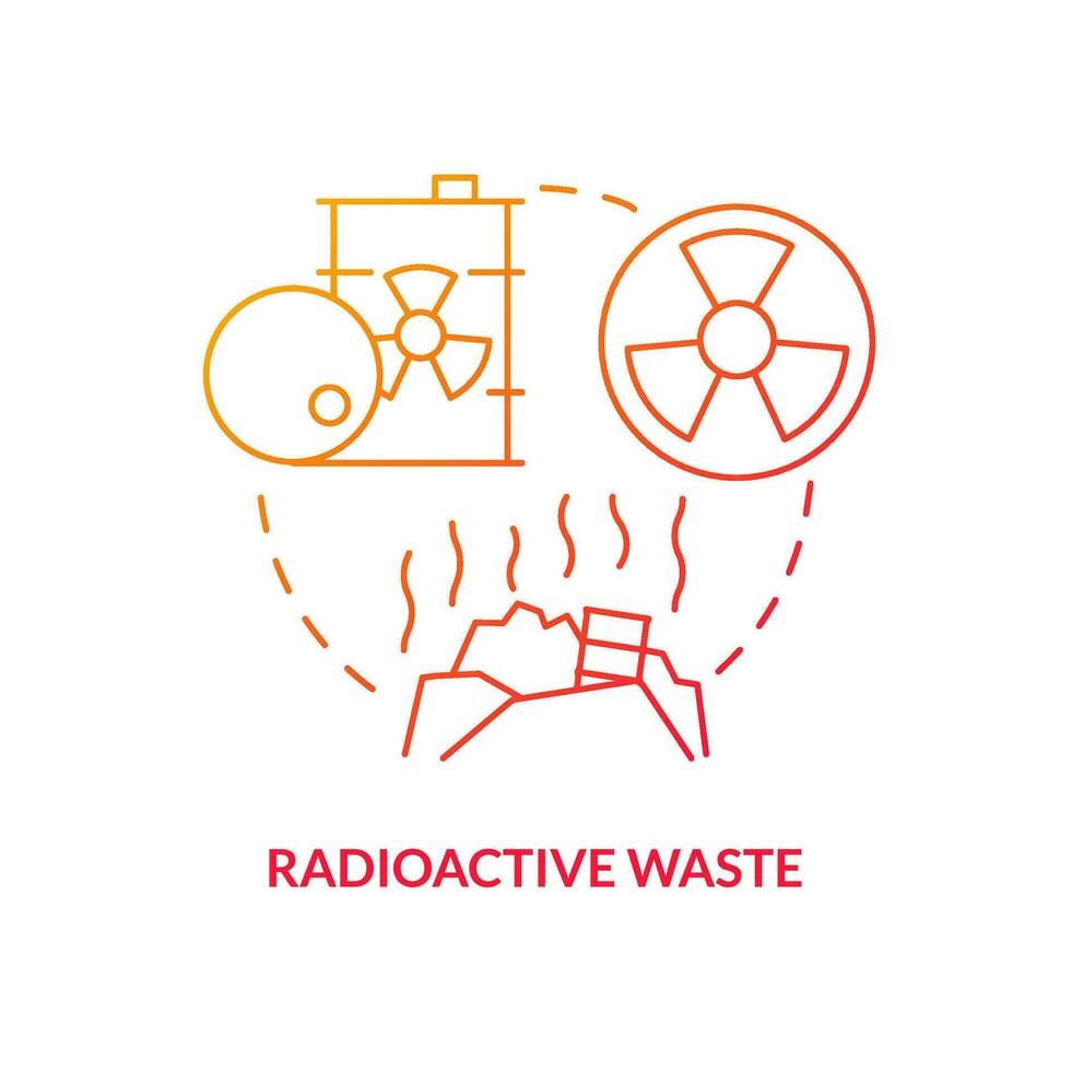 Radioactive waste red gradient concept icon. Toxic pollution of environment. Nuclear event cause abstract idea thin line illustration. Isolated outline drawing vector