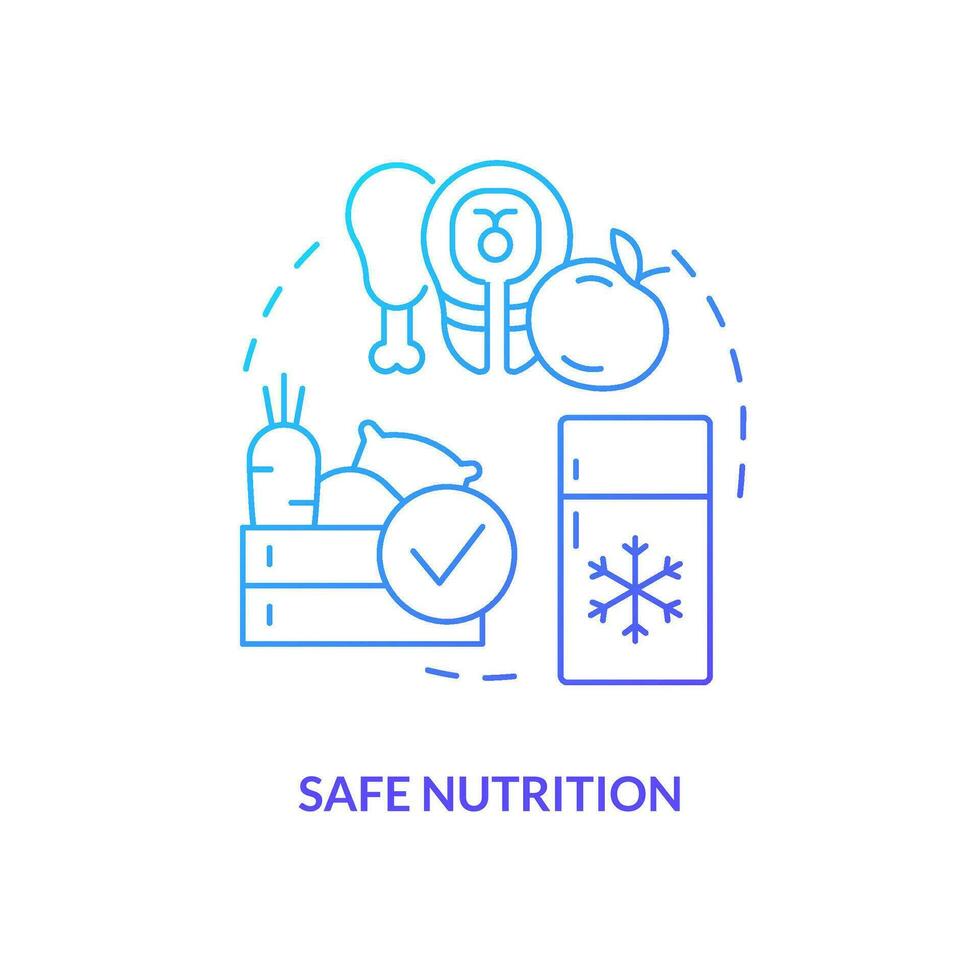 Safe nutrition blue gradient concept icon. Choose right products. Action at home during nuclear accident abstract idea thin line illustration. Isolated outline drawing vector