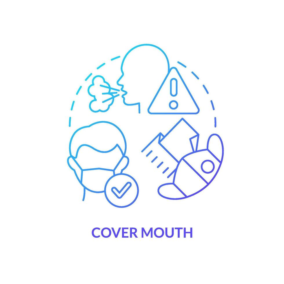 Cover mouth blue gradient concept icon. Emergency does. Action outside during nuclear attack abstract idea thin line illustration. Isolated outline drawing vector