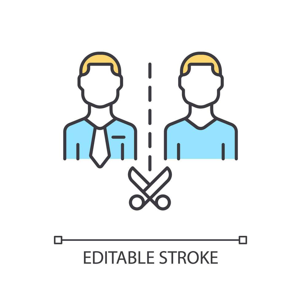 Work and life separation RGB color icon. Divide personal, business tasks. Career and private life. Isolated vector illustration. Simple filled line drawing. Editable stroke