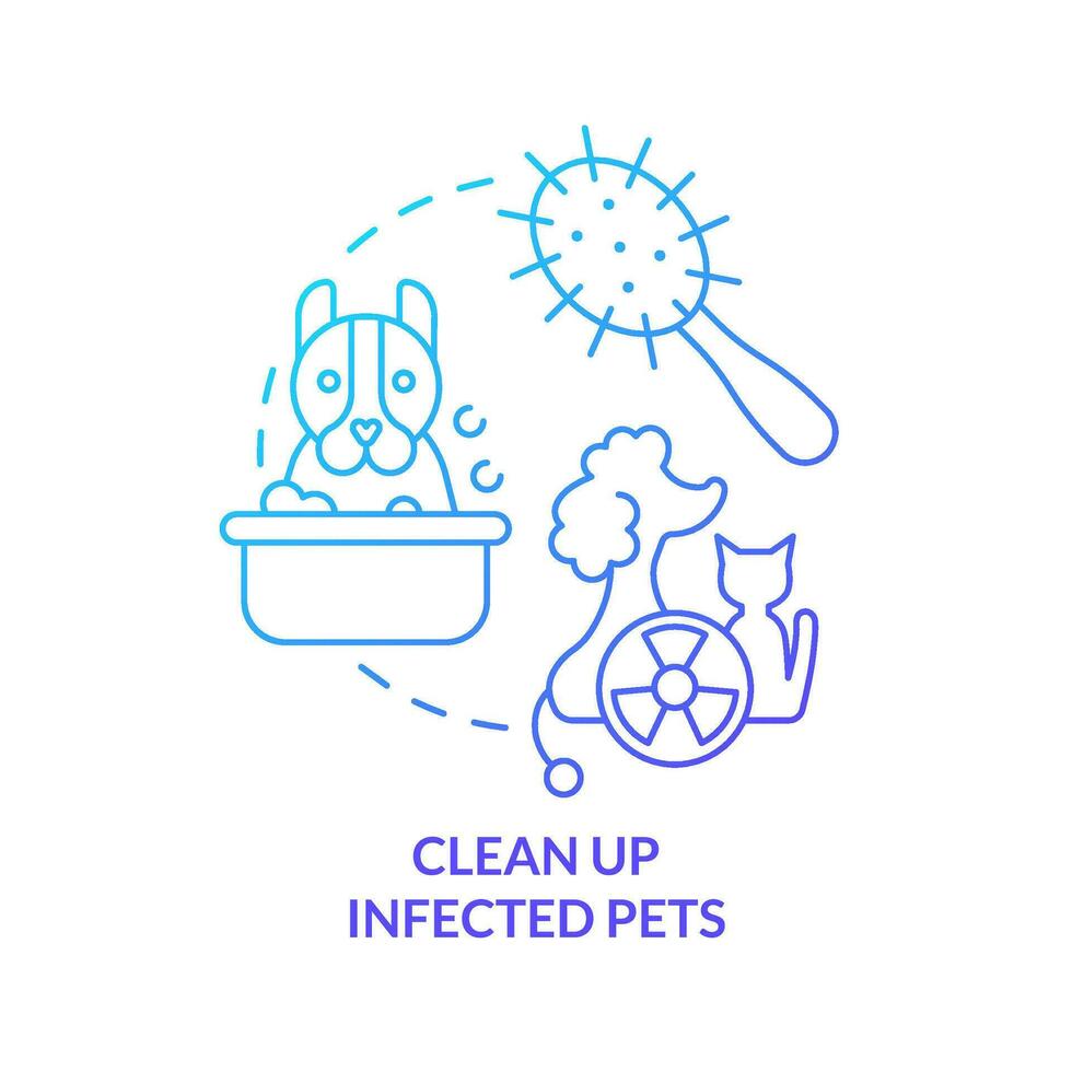 Clean up infected pets blue gradient concept icon. Decontaminate after radiation emergency abstract idea thin line illustration. Isolated outline drawing vector