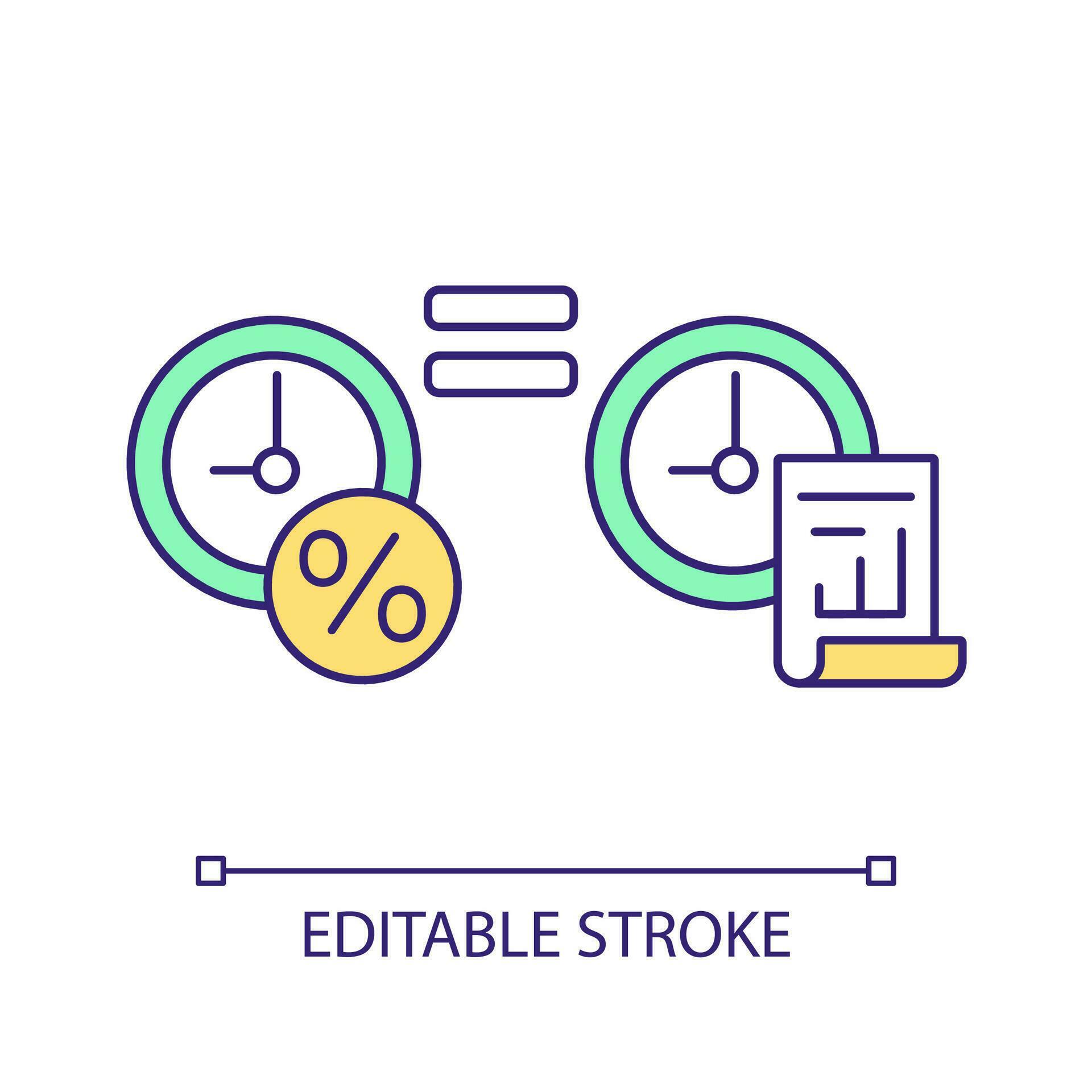 Maturity matching strategy RGB color icon. Equal time. Dividends and assets. Financial