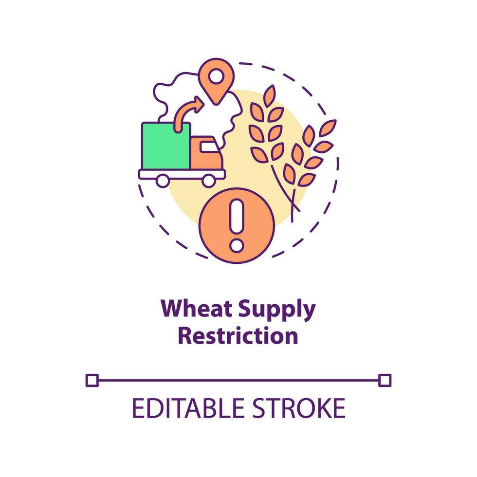 Wheat supply restriction concept icon. Regulate food inflation. Harvest shortage abstract idea thin line illustration. Isolated outline drawing. Editable stroke vector