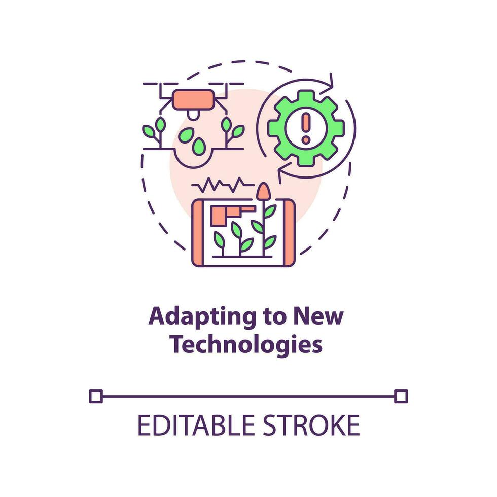 Adapt to new agro technologies concept icon. Provide innovations. Upgrading abstract idea thin line illustration. Isolated outline drawing. Editable stroke vector