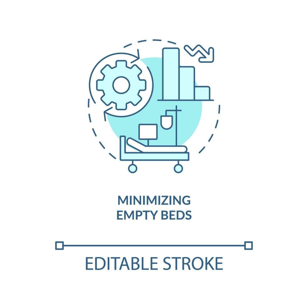 Minimizing empty beds turquoise concept icon. Competitive advantage in medicine abstract idea thin line illustration. Isolated outline drawing. Editable stroke vector