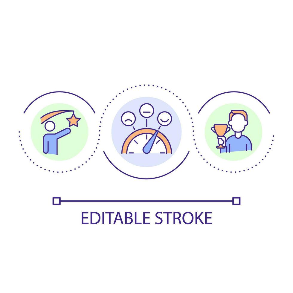 Contest winner loop concept icon. Competitive skills. Boost positive emotion. Behavioral psychology abstract idea thin line illustration. Isolated outline drawing. Editable stroke vector