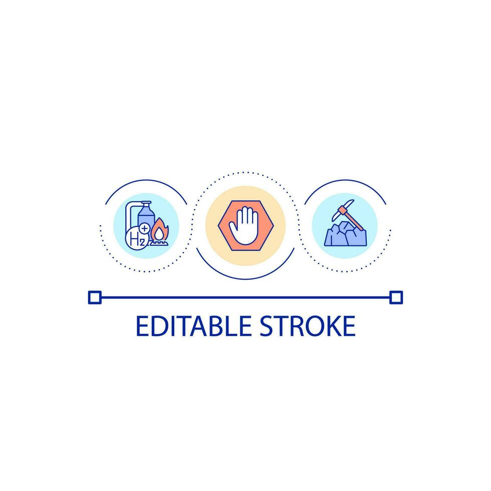 Replacing fossil fuel loop concept icon. Hydrogen production. Economy green transition abstract idea thin line illustration. Isolated outline drawing. Editable stroke vector