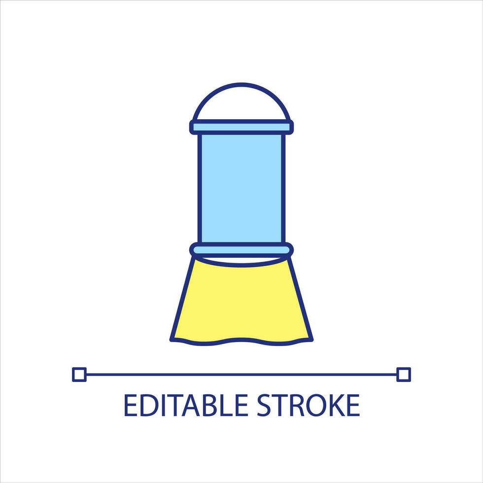 Covered window yellow and blue RGB color icon. Darkening room. Reduce daylighting indoor. Soak up sun. Isolated vector illustration. Simple filled line drawing. Editable stroke