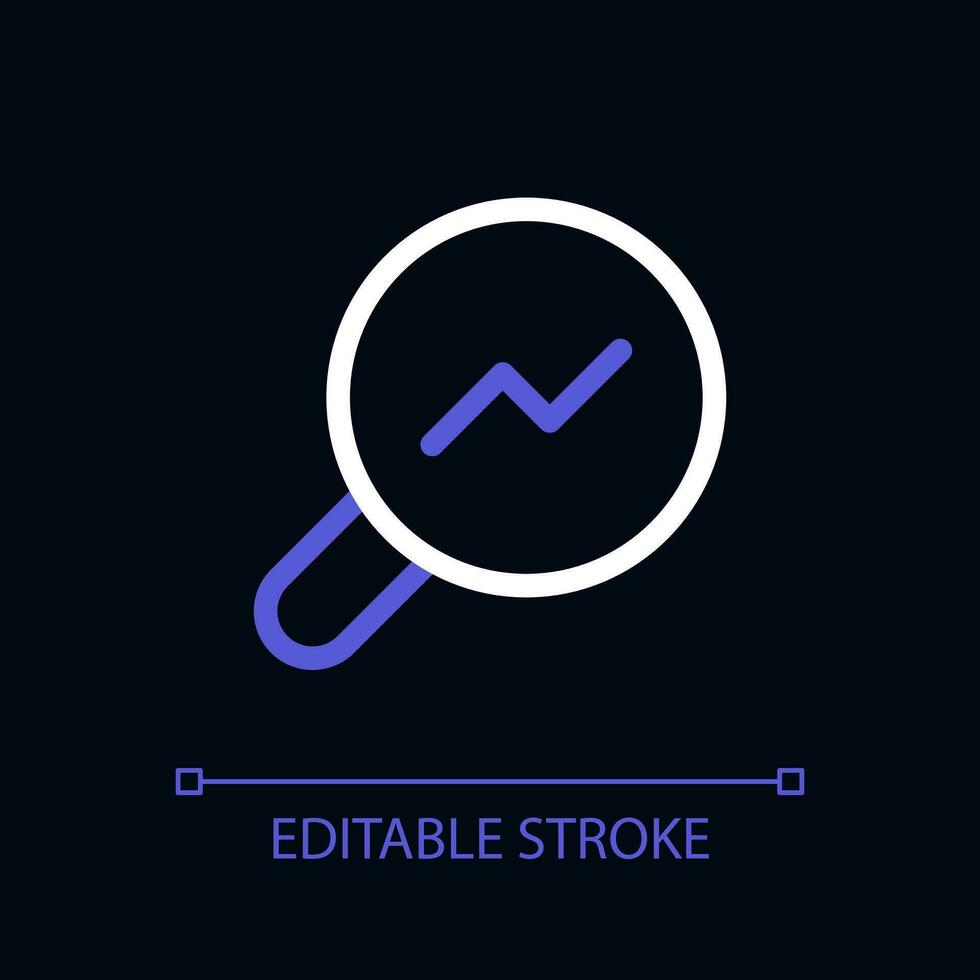 Analytic tool pixel perfect color linear ui icon for dark theme. Online data research. Outline isolated user interface pictogram. GUI, UX design for night mode. Editable stroke vector