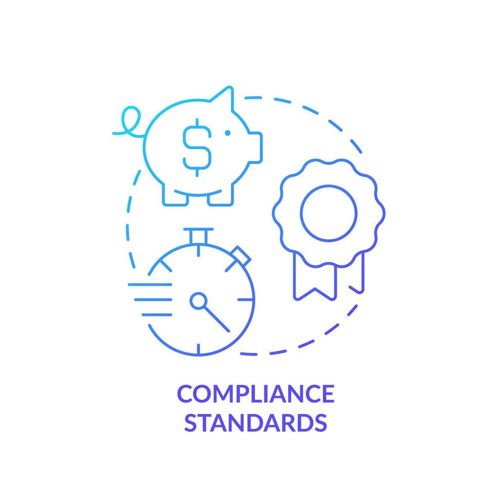 Compliance standards blue gradient concept icon. Quality of information management system. Relevant strategy abstract idea thin line illustration. Isolated outline drawing vector