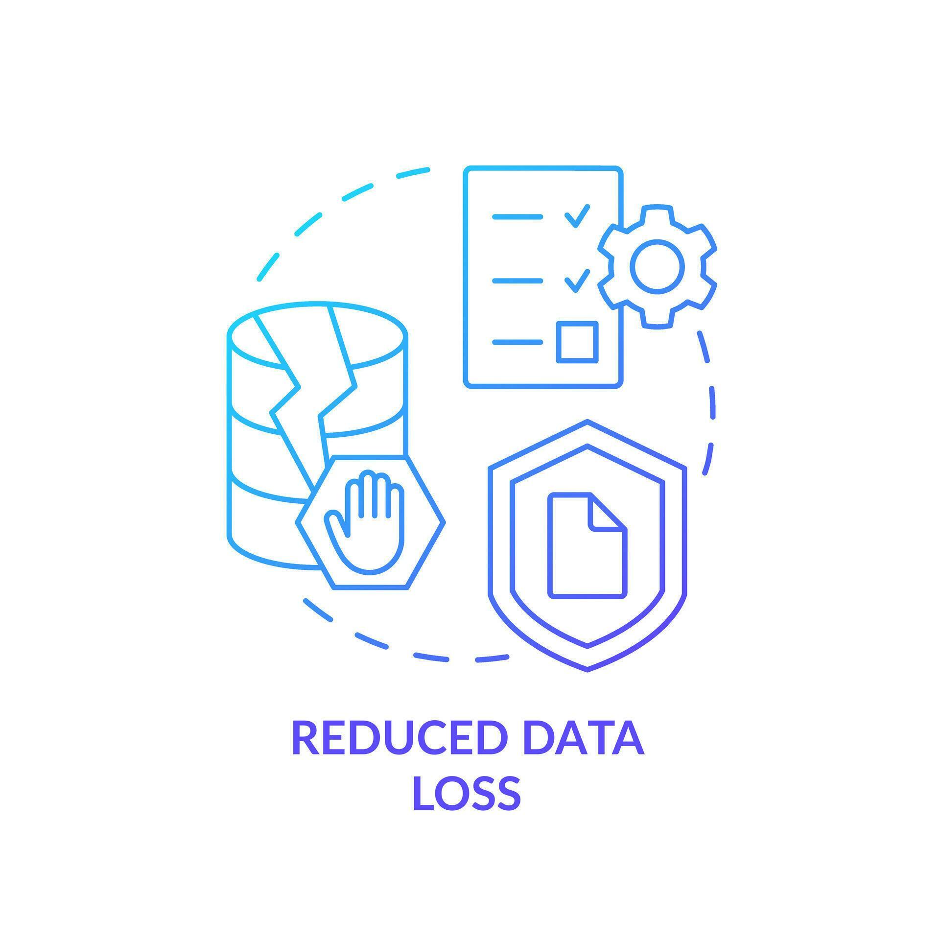Reduced data loss blue gradient concept icon. Improve information ...