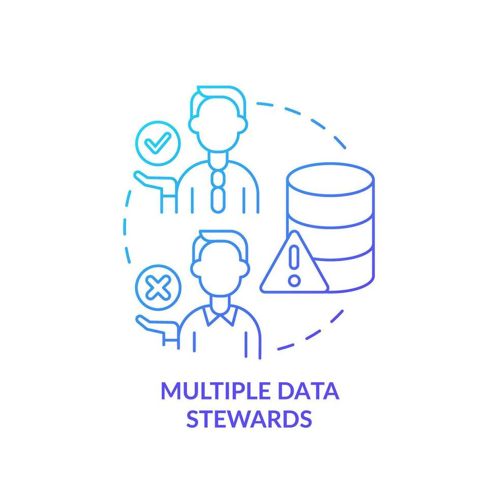 Multiple data stewards blue gradient icon. Information management issue. Unproductive organization abstract idea thin line illustration. Isolated outline drawing vector