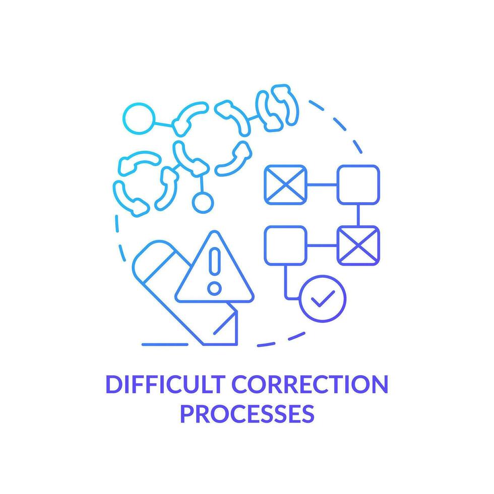 Difficult correction processes blue gradient concept icon. Fixing incorrect data system. Solve problems abstract idea thin line illustration. Isolated outline drawing vector