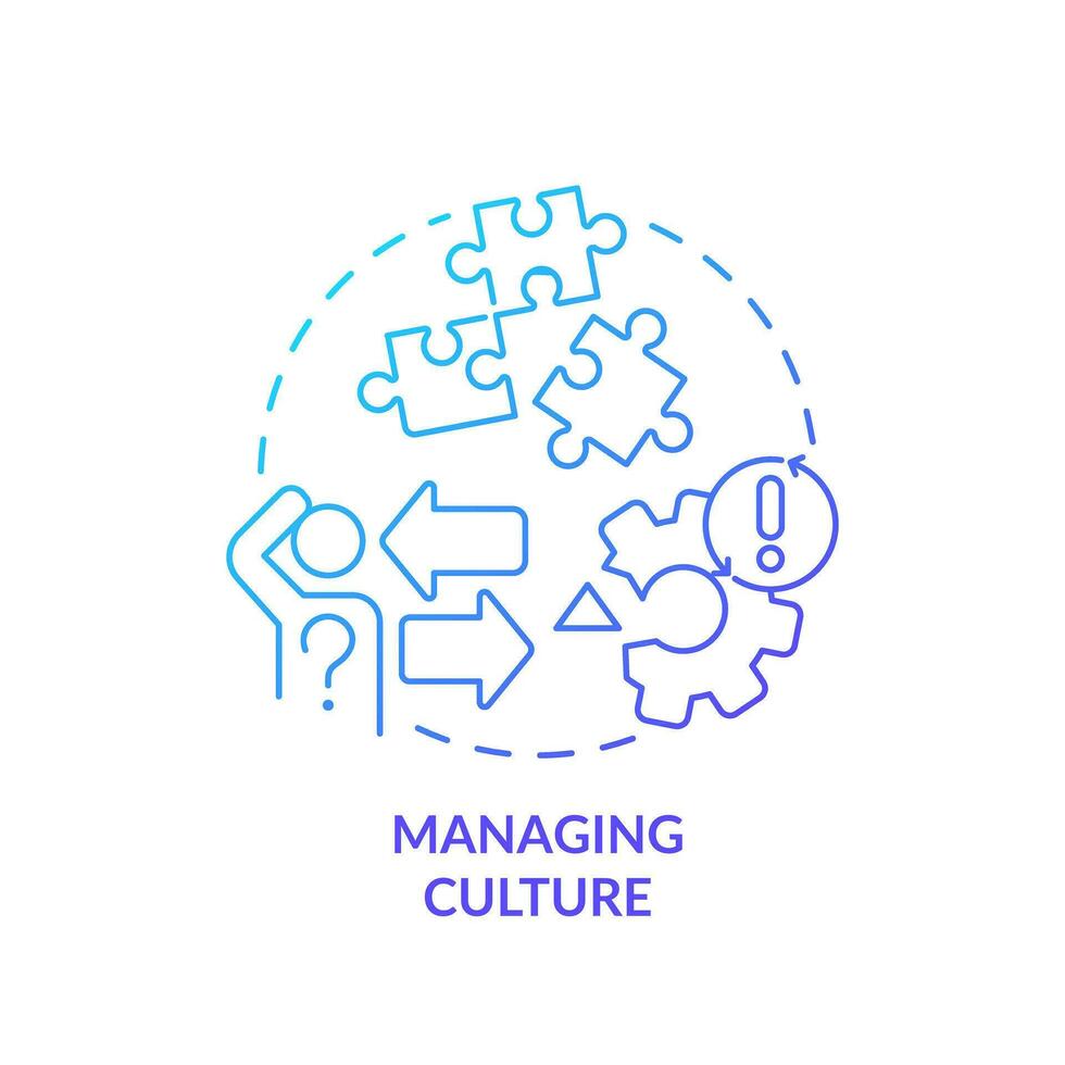 Managing culture blue gradient concept icon. Employees motivation. Corporate values. Optimize teamwork abstract idea thin line illustration. Isolated outline drawing vector