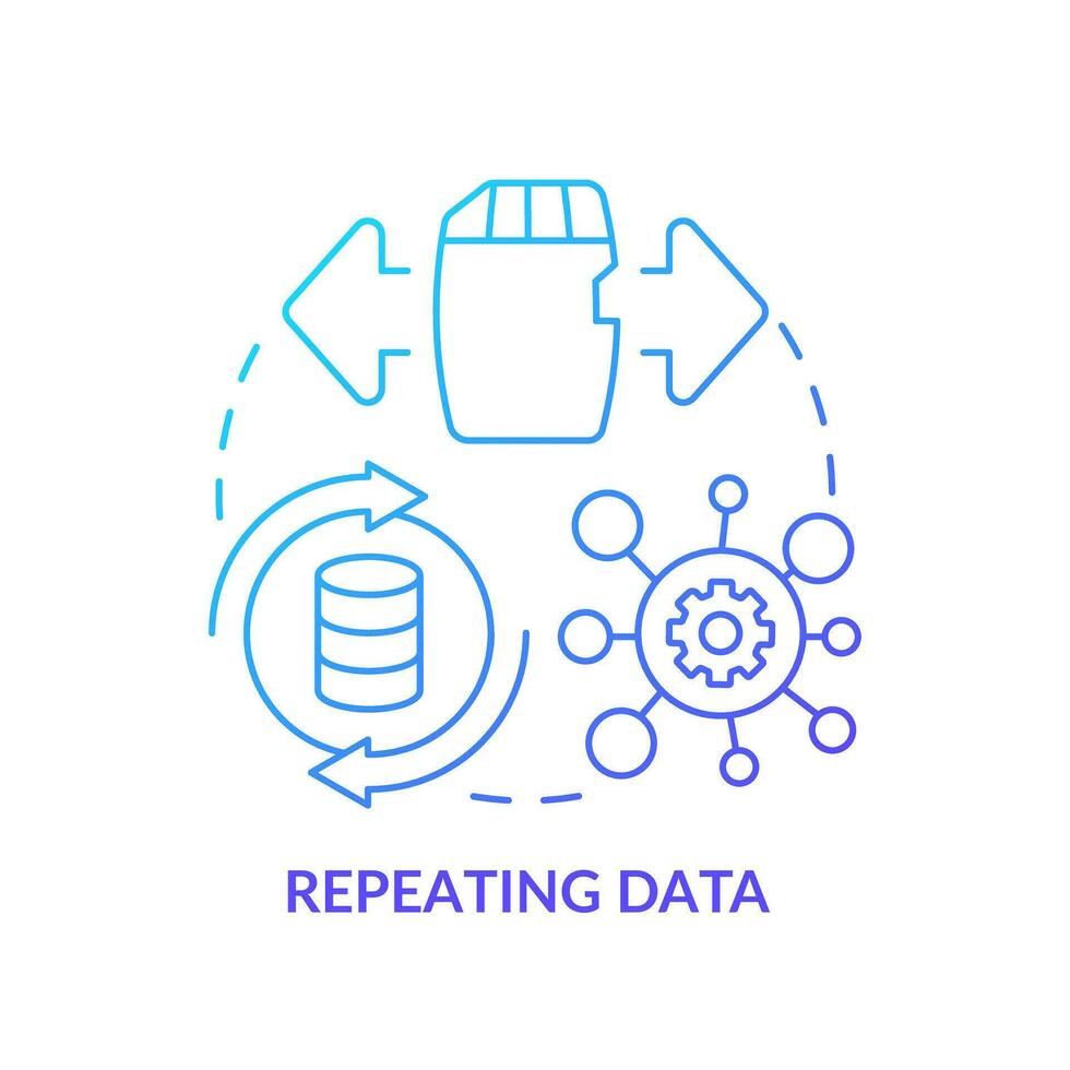 Repeating data blue gradient concept icon. Large information storage. Expand database system abstract idea thin line illustration. Isolated outline drawing vector
