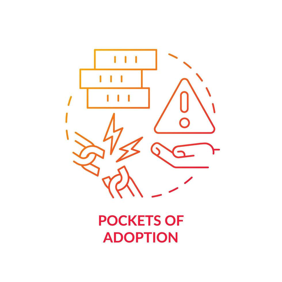 Pockets of adoption red gradient concept icon. Data governance problem. Information system troubles abstract idea thin line illustration. Isolated outline drawing vector