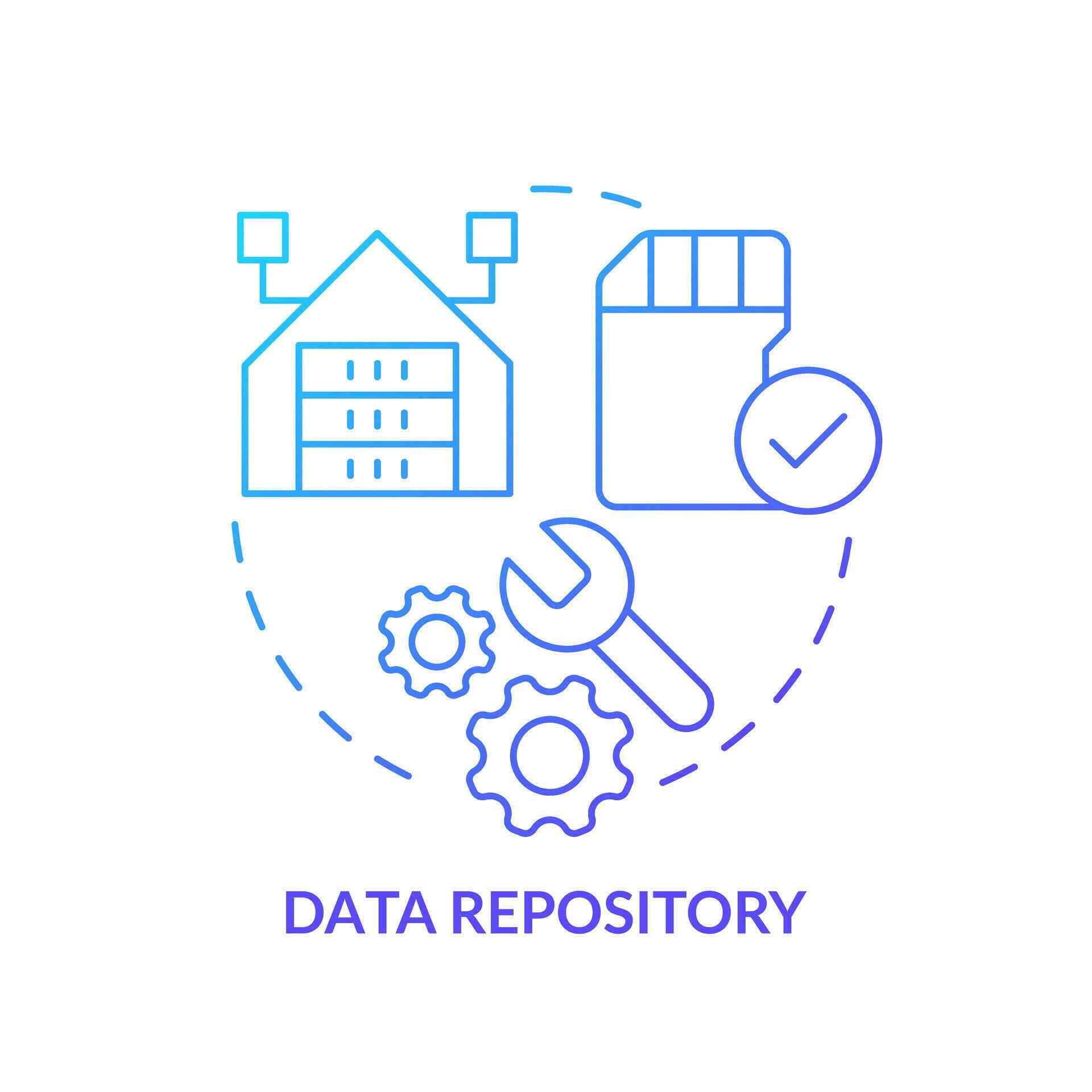 Data repository blue gradient concept icon. Operation framework. Memory ...