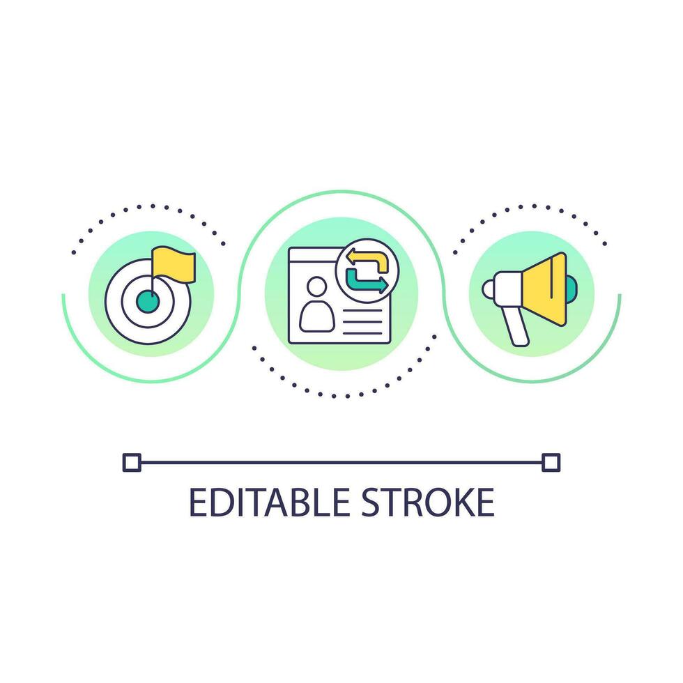 Use direct response marketing loop concept icon. Acquire clients. Attracting new customers strategy abstract idea thin line illustration. Isolated outline drawing. Editable stroke vector