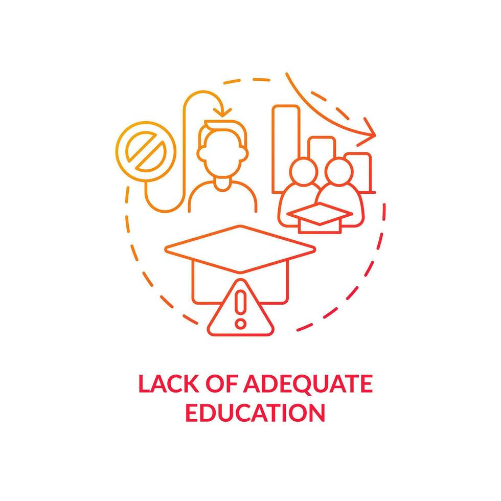 Lack of adequate education red gradient concept icon. Inclusive growth issue in low income countries abstract idea thin line illustration. Isolated outline drawing vector