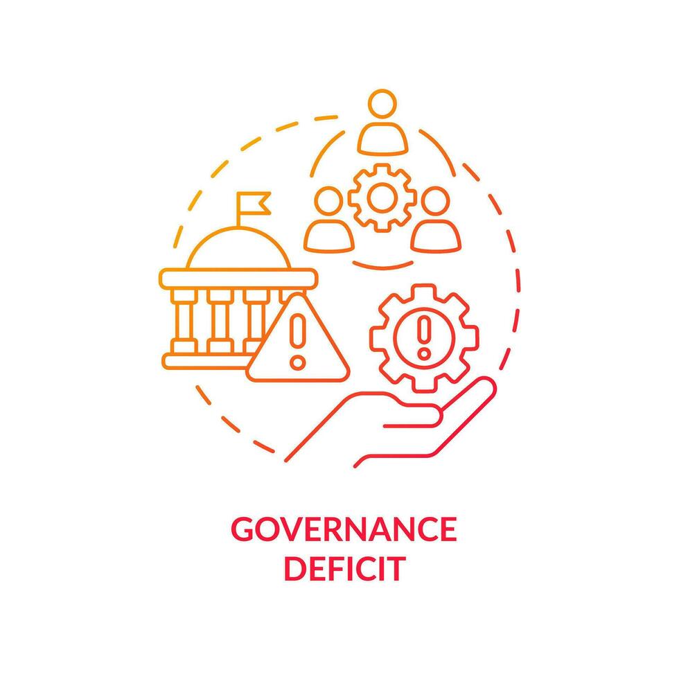 Governance deficit red gradient concept icon. Inclusive development issue in low income countries abstract idea thin line illustration. Isolated outline drawing vector