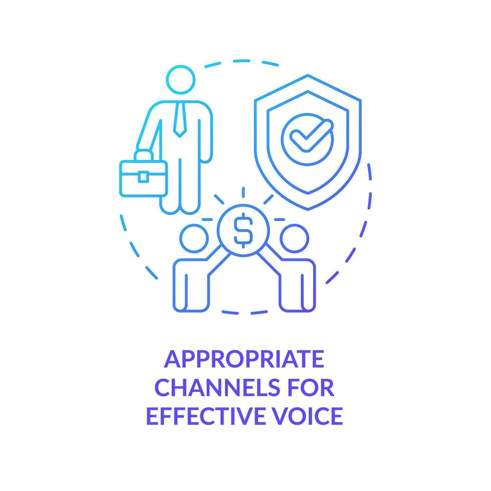 Appropriate channels for effective voice blue gradient concept icon. Employee unity. Fair working policy abstract idea thin line illustration. Isolated outline drawing vector