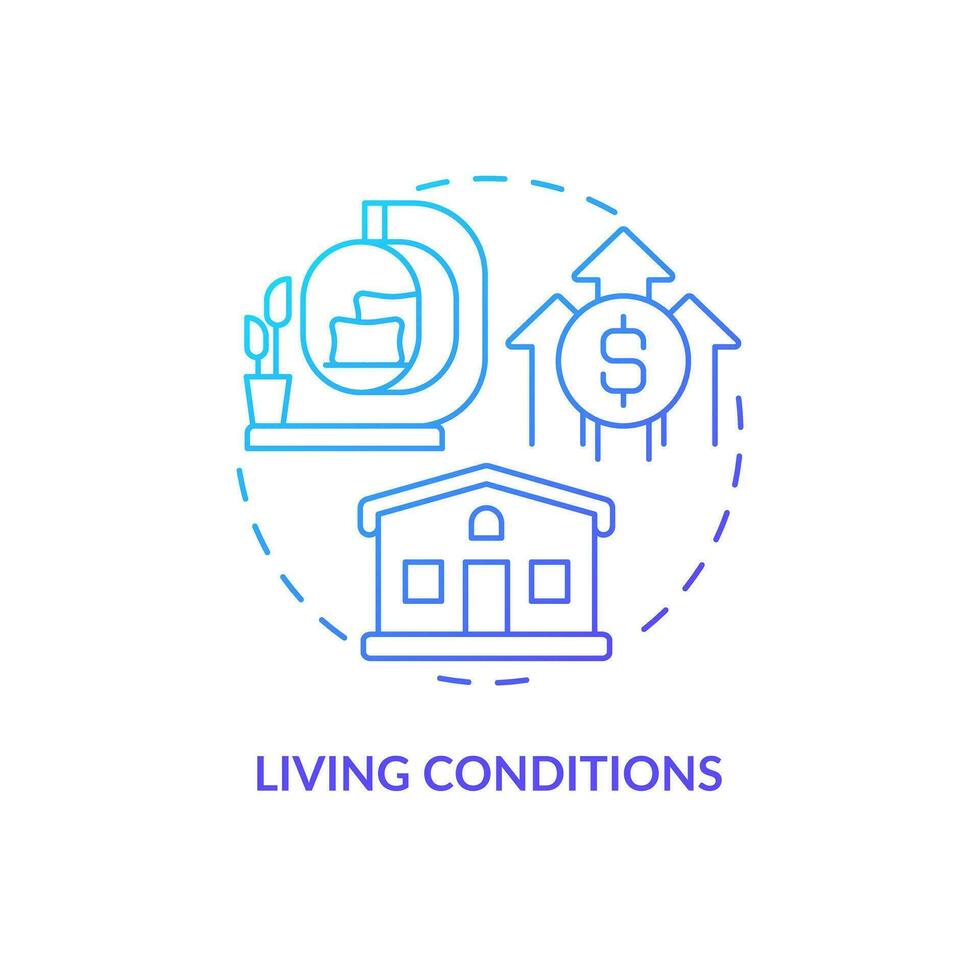Living conditions blue gradient concept icon. Social wealth. Element of inclusive development index abstract idea thin line illustration. Isolated outline drawing vector