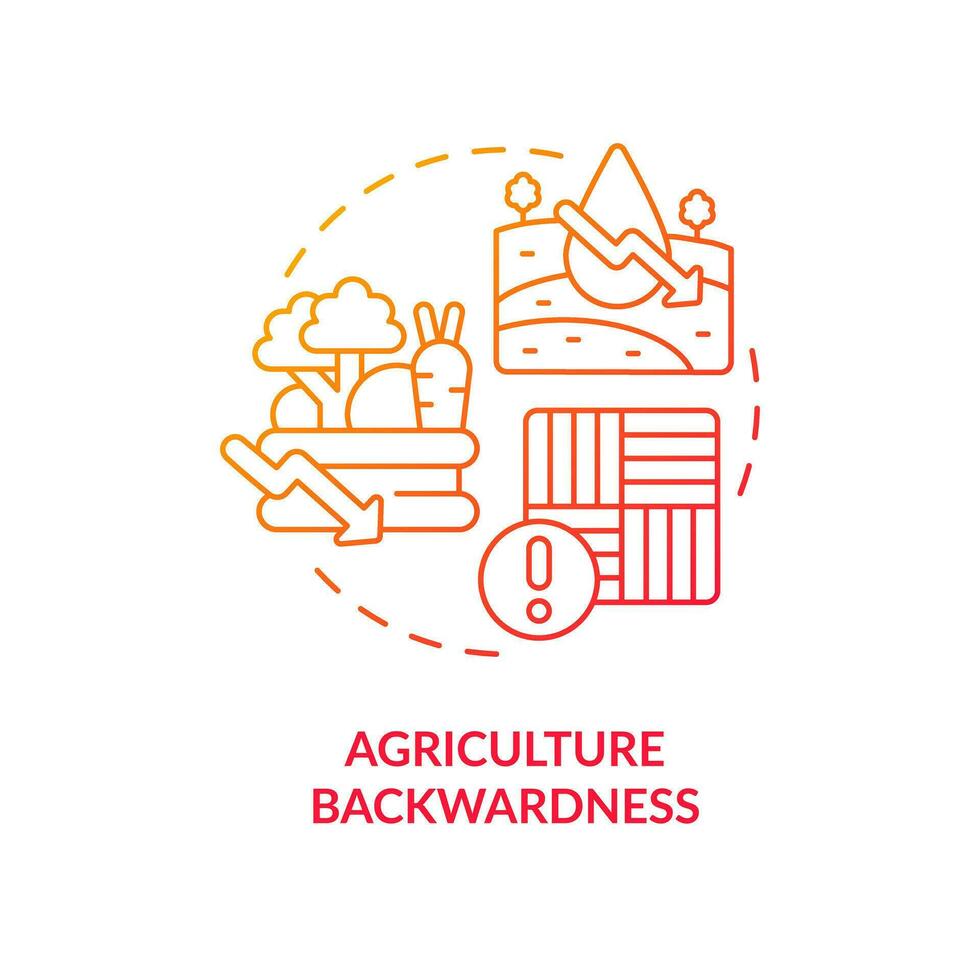 Agriculture backwardness red gradient concept icon. Sustainable development. Making growth inclusive problem abstract idea thin line illustration. Isolated outline drawing vector