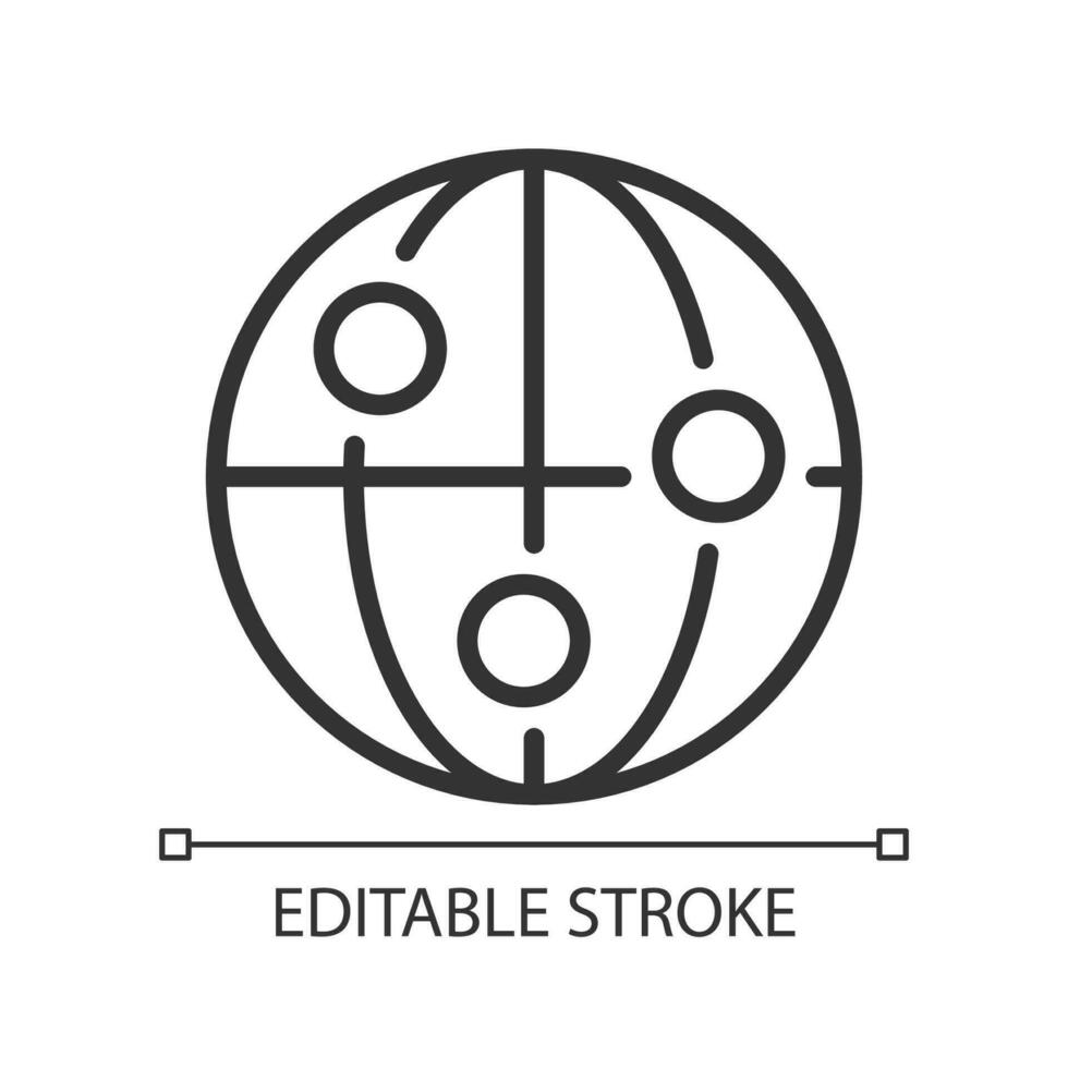 Global connection pixel perfect linear icon. Internet of things. Telecommunication. Technology world. Thin line illustration. Contour symbol. Vector outline drawing. Editable stroke
