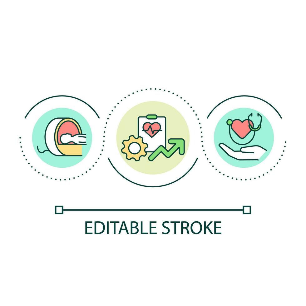 Maintaining good health loop concept icon. Annual physical examination abstract idea thin line illustration. Assess future health risks. Isolated outline drawing. Editable stroke vector
