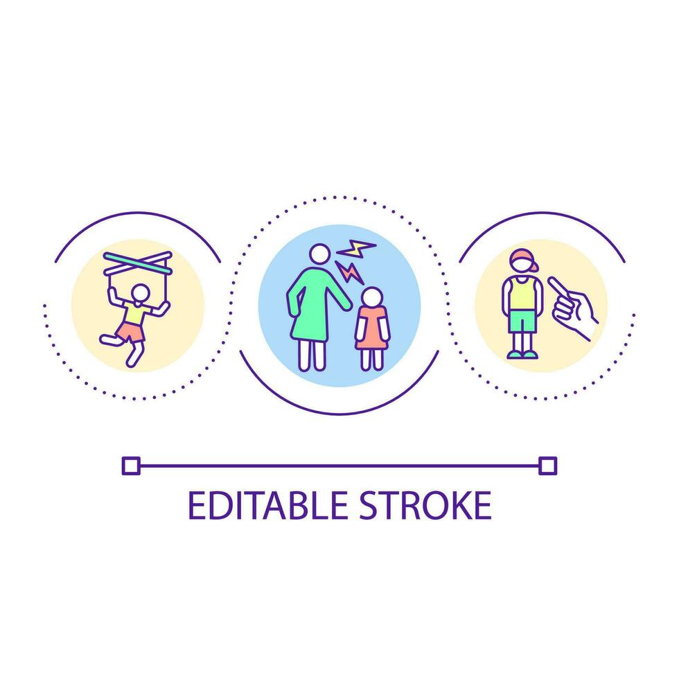 Parental manipulation of child loop concept icon. Psychological control abstract idea thin line illustration. Manipulative parents. Isolated outline drawing. Editable stroke vector