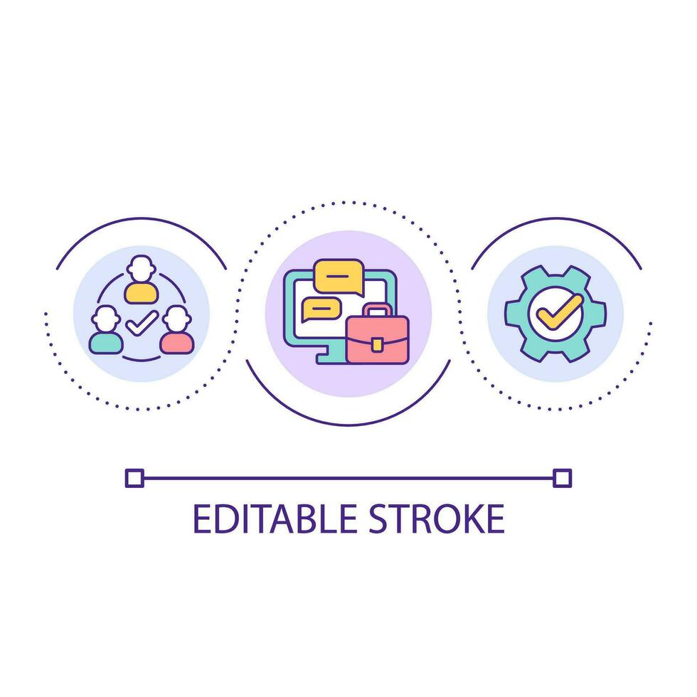 Telework loop concept icon. Remote job abstract idea thin line illustration. Work from home. Online communication with colleagues. Isolated outline drawing. Editable stroke vector