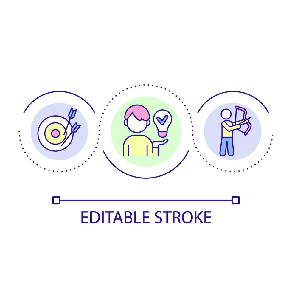 Help child to reach goals loop concept icon. Learning from mistakes abstract idea thin line illustration. Set up children for success. Isolated outline drawing. Editable stroke vector