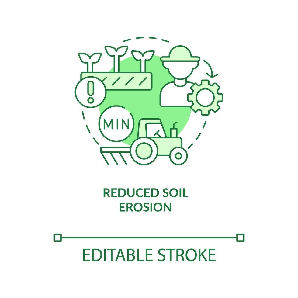 Reduced soil erosion green concept icon. Regenerative agriculture. Ecological benefit abstract idea thin line illustration. Isolated outline drawing. Editable stroke vector