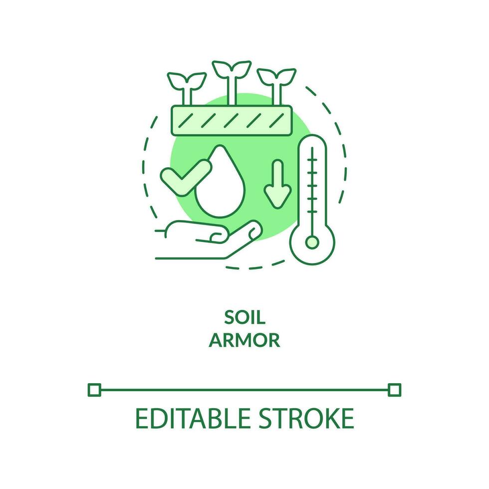 Soil armor green concept icon. Protective layer. Principle of regenerative farming abstract idea thin line illustration. Isolated outline drawing. Editable stroke vector