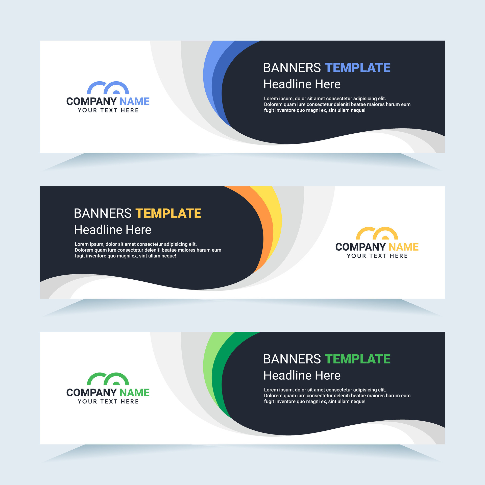 Vector modern set of colorful abstract banners. For card and banner ...