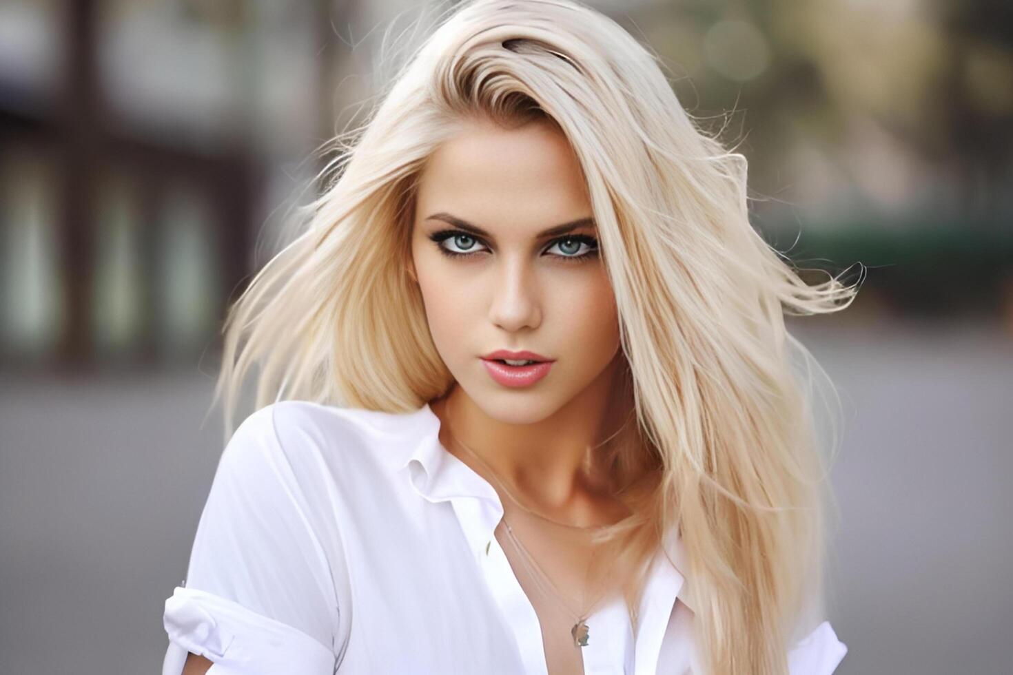 A woman with a white shirt photo