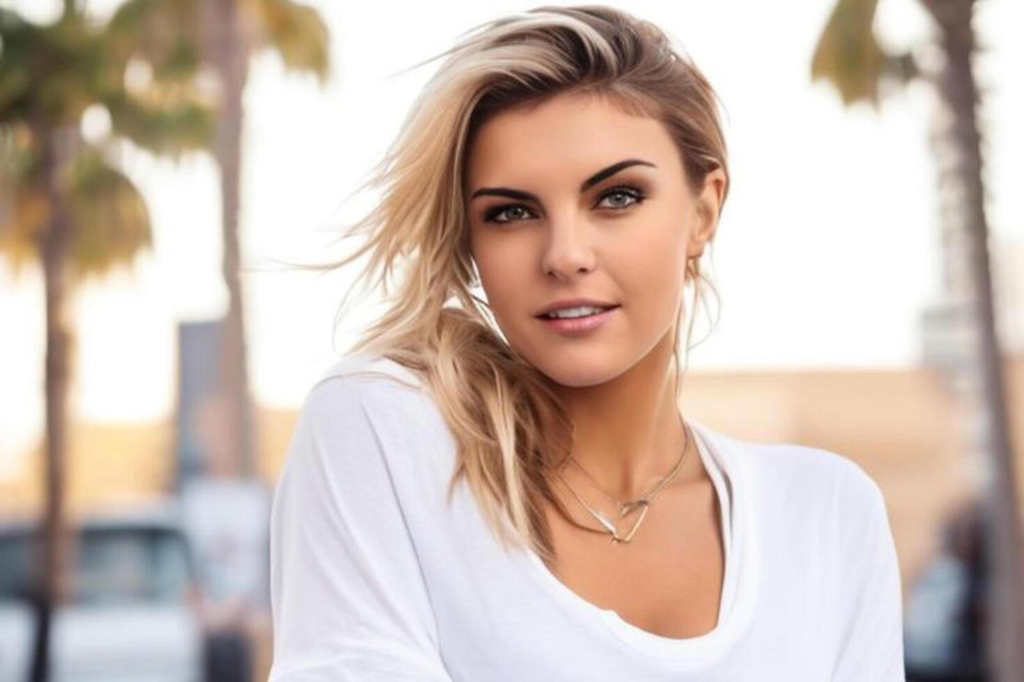 A woman with a white shirt photo
