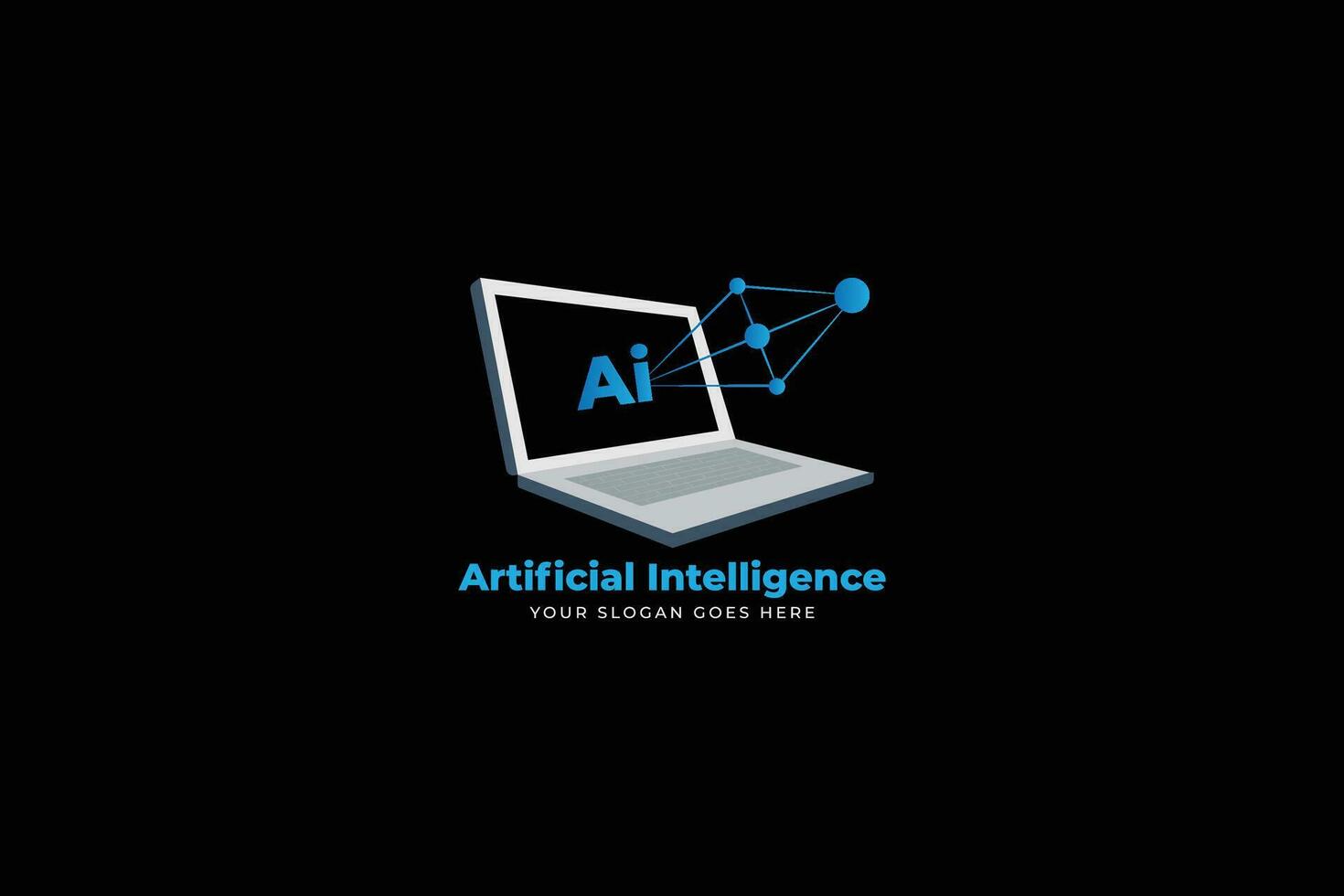 creative artificial intelligence logo template design with computer vector