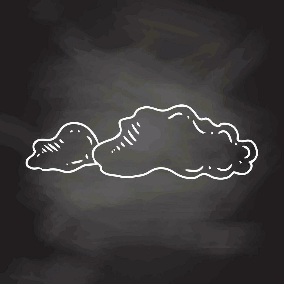 Simple sketch line style element. Doodle cute ink pen cloud on chalkboard background. Eco concept. vector