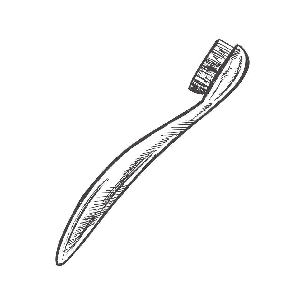 Hand drawn toothbrush  doodle sketch isolated on white background. Vector illustration.  Toothache treatment.