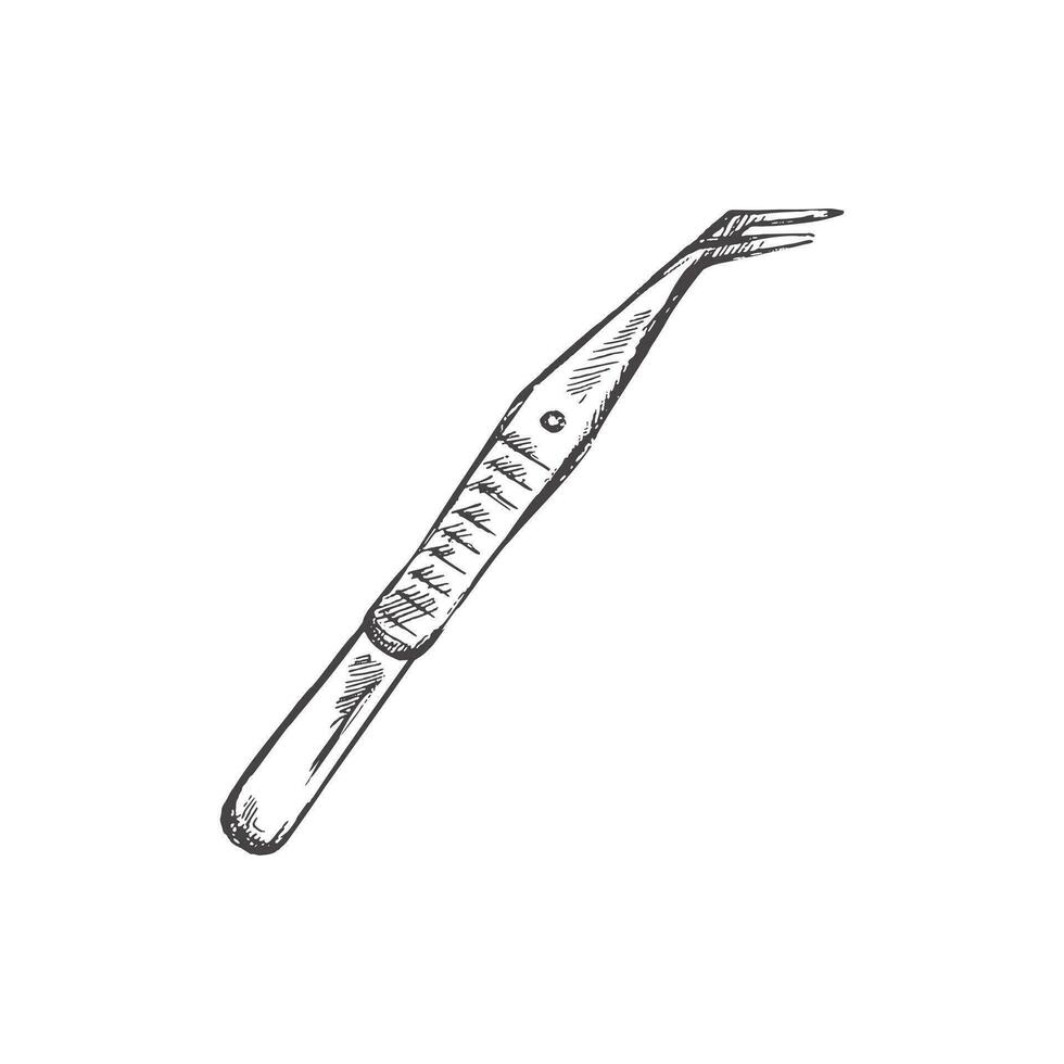 Hand drawn stomatology attribute. Professional dental tool vintage vector illustration  isolated on white background. Equipment for orthodontists.