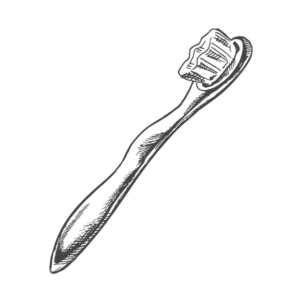 mano dibujado cepillo de dientes garabatear bosquejo aislado en blanco antecedentes. vector ilustración. dolor de muelas tratamiento.
