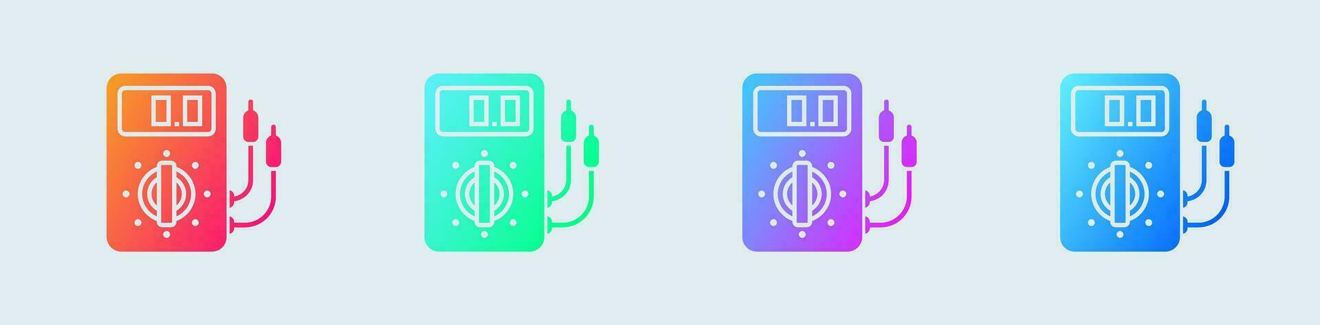 Voltmeter solid icon in gradient colors. Voltgae signs vector illustration.